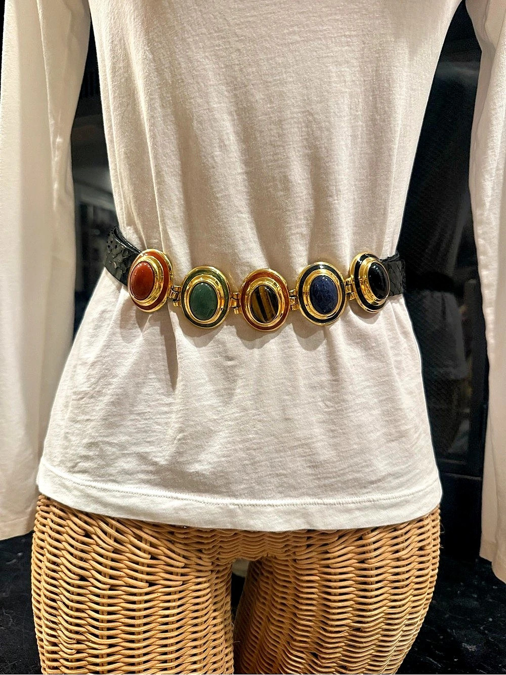 Alexis Kirk Multicolor 5 Stone Statement Belt Like New
